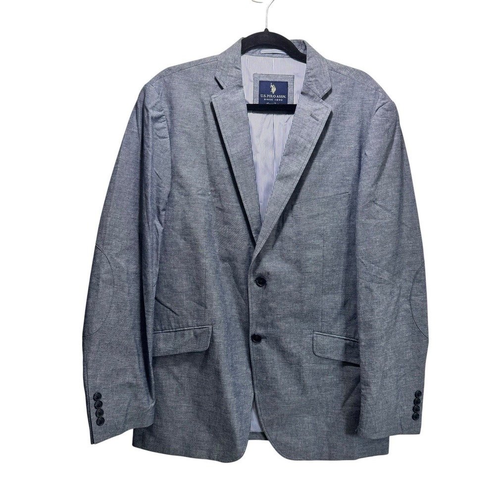 US Polo ASSN Cotton Preppy Breathable‎ Unstructured Sport Coat Mens L Light Blue